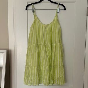 Elan Lime Green and White Striped Dress